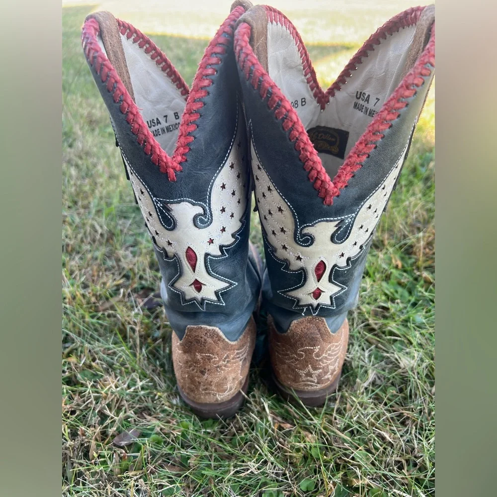 J.B Dillon Woman’s Morning Glory Western Sturdy Cowboy Boots Size 7B - Picture 5 of 11